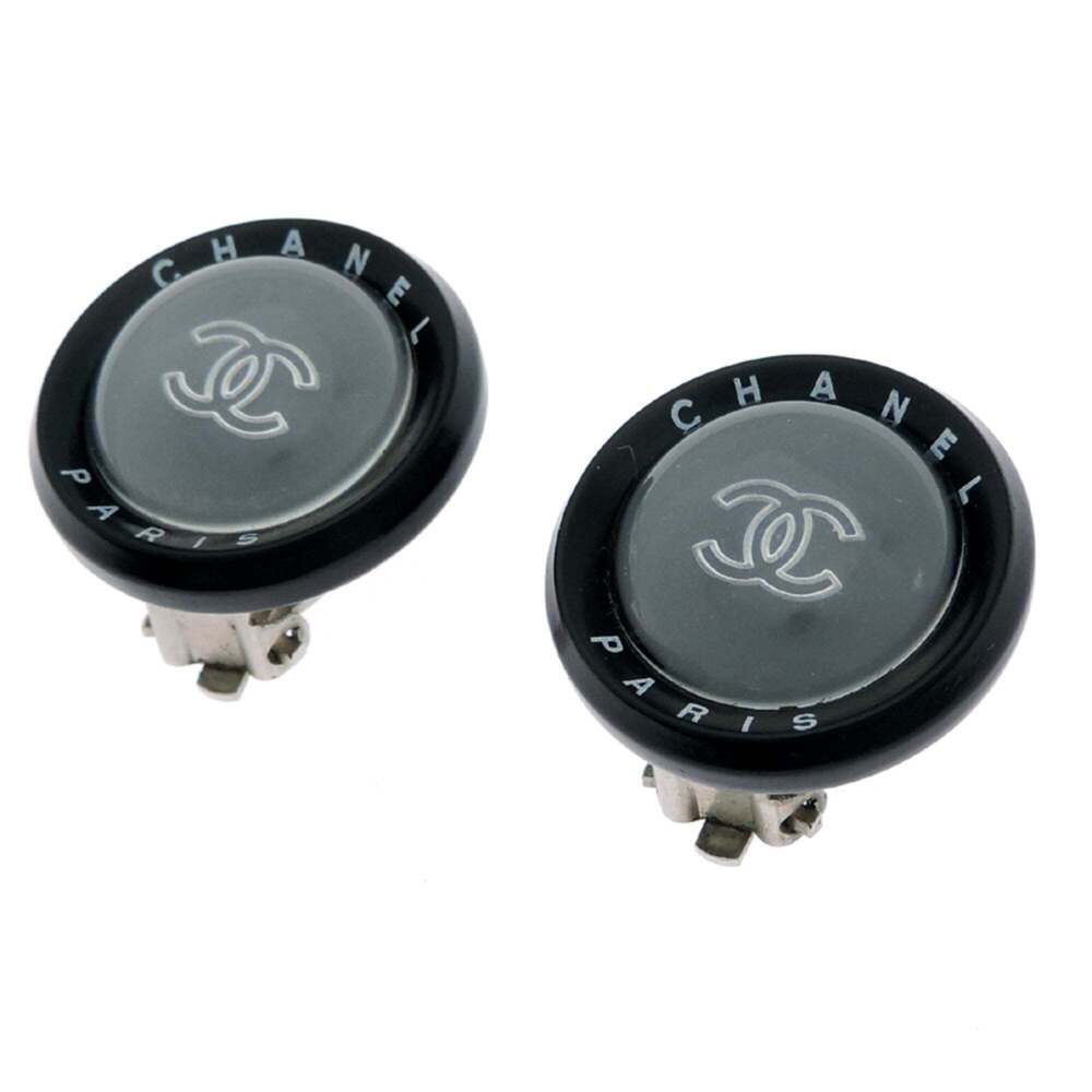 CHANEL Authentic Black Logo Earrings - Picture 2 of 6
